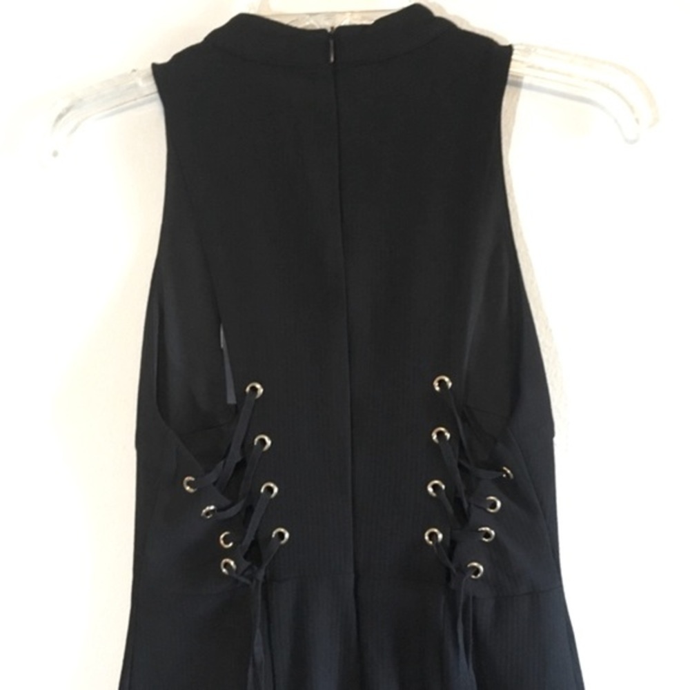 NWT Fitted Dress Maxi C. Luce Laceup Black Bodycon Sleeveless High Neck - Picture 2 of 7